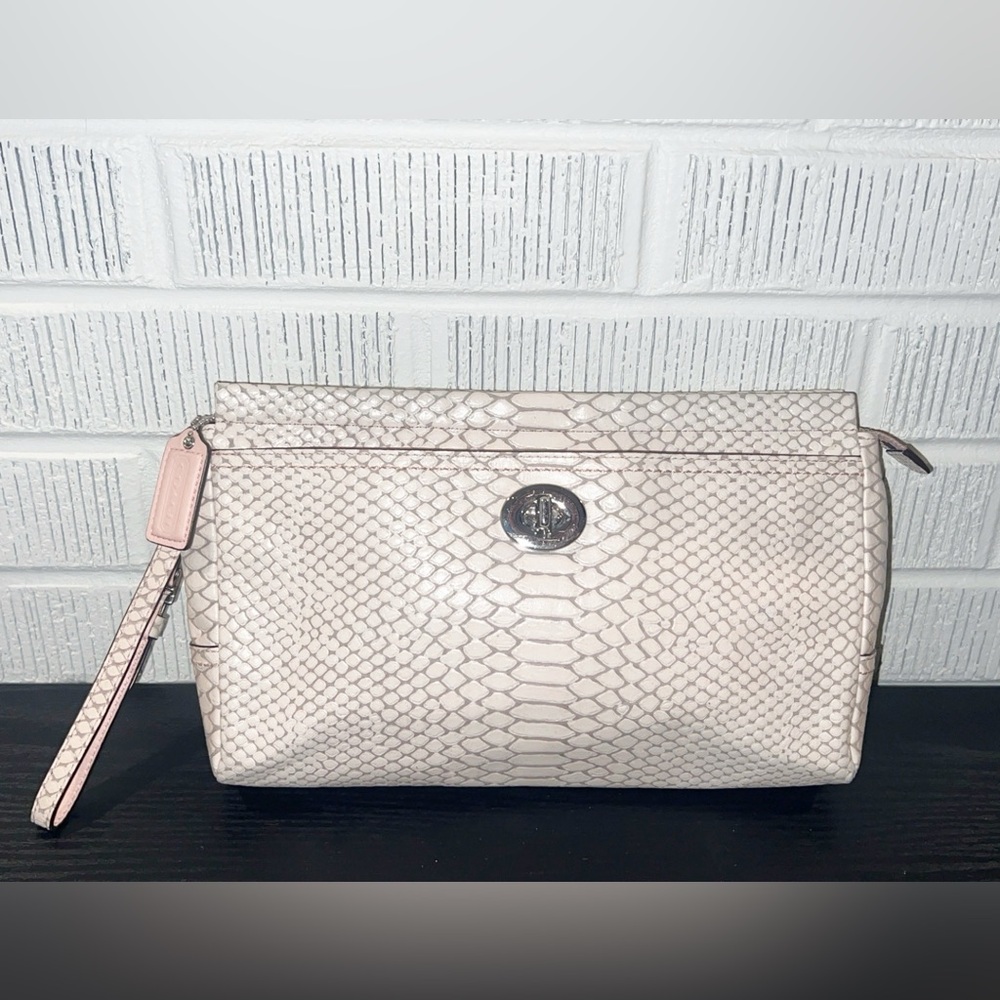 COACH Leather Python Print Leather Clutch